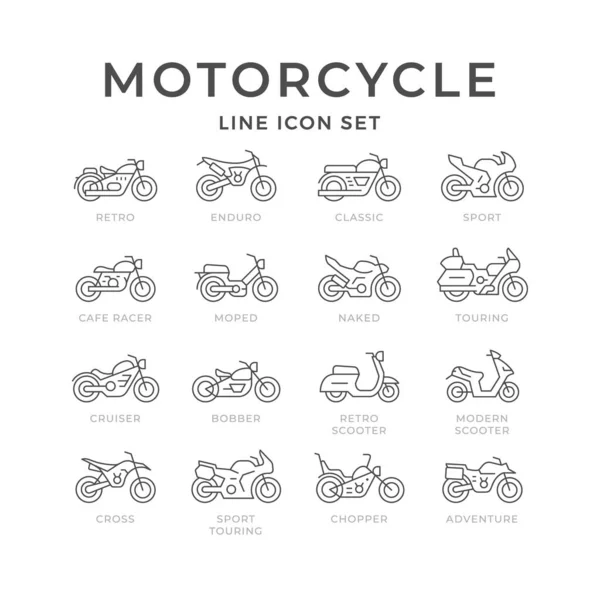 Définir les icônes de ligne de moto — Image vectorielle