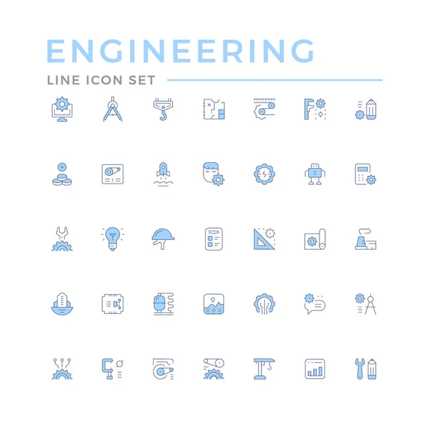Establecer iconos de línea de color de ingeniería — Vector de stock