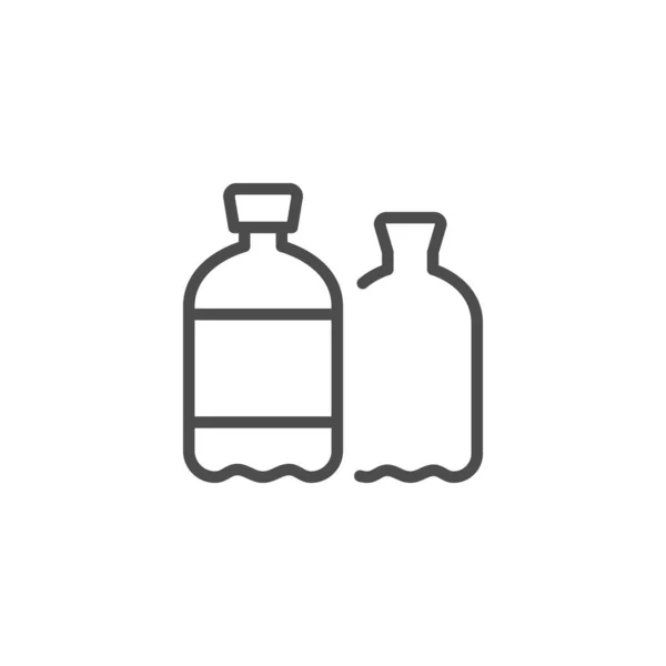 Línea de botella de plástico icono contorno — Vector de stock