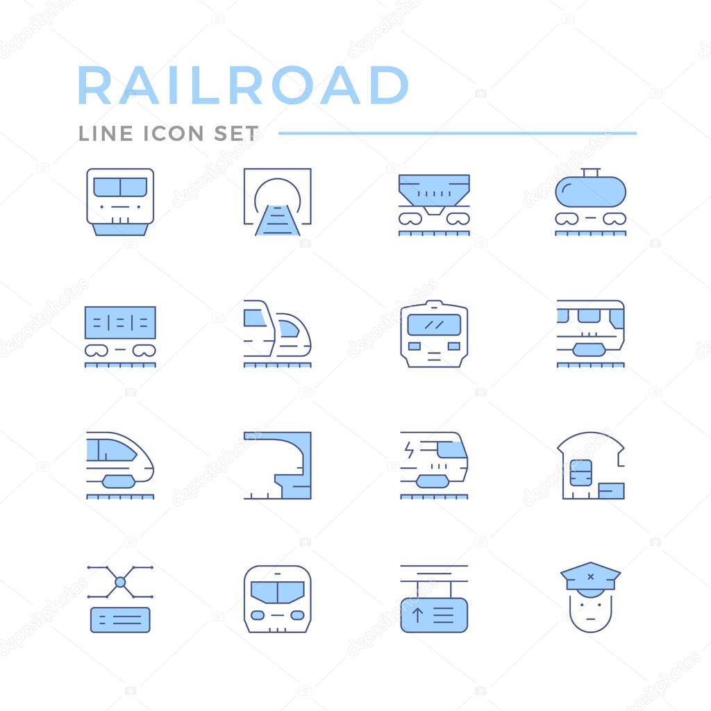 Set color line icons of railroad