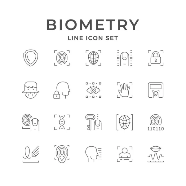 Set ikon baris dari biometri - Stok Vektor