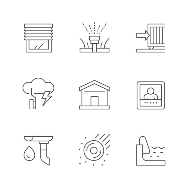 Set line icons of house systems — Stock Vector