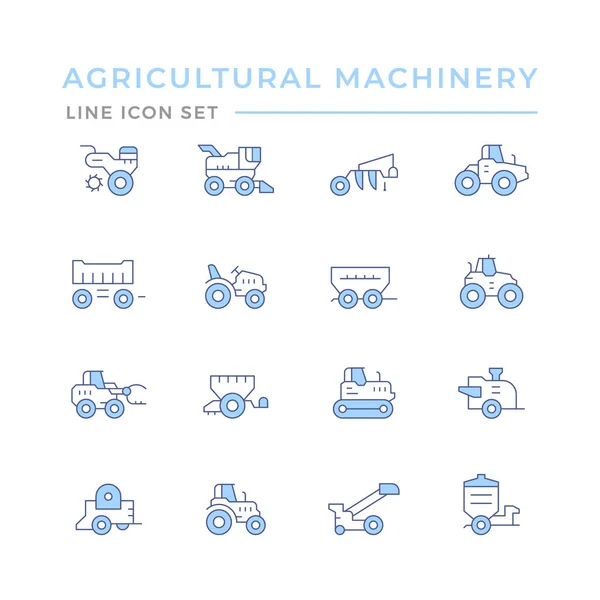 Set color line icons of agricultural machinery — Stock Vector