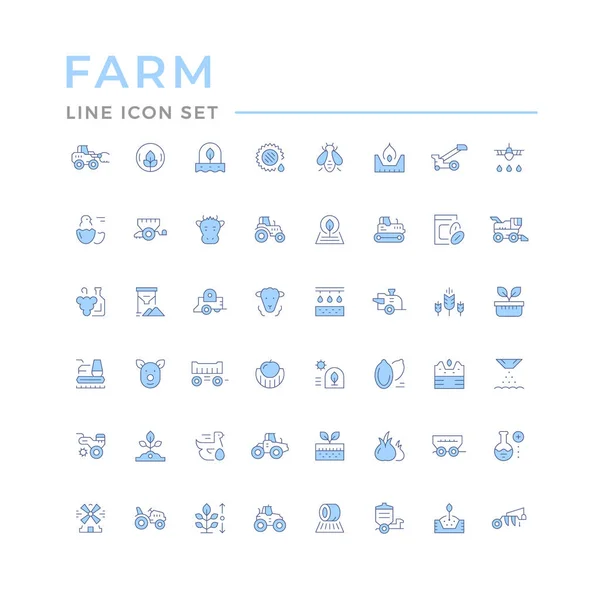Ange färg linje ikoner för jordbruk och jordbruk — Stock vektor