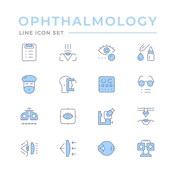 Установка икон цветовой линии офтальмологии — стоковый вектор