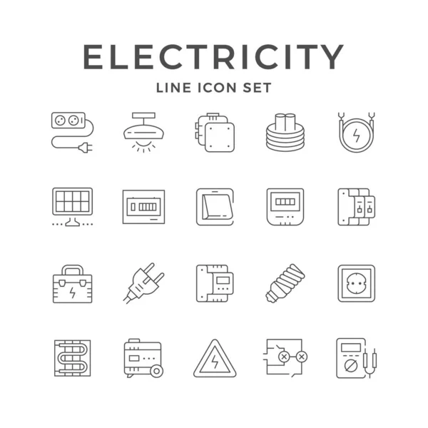Establecer iconos de línea de electricidad — Archivo Imágenes Vectoriales