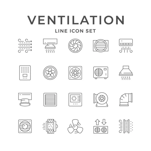 Stel lijn pictogrammen van ventilatie — Stockvector