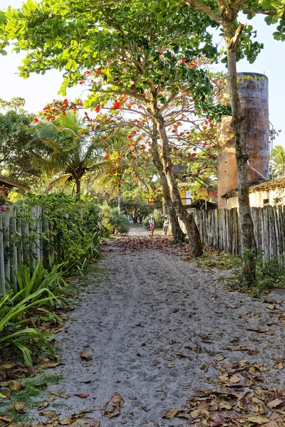 Sandy street with colonial Portuguese-style houses on cobblestone streets in Paraty, Rio de Janeiro, Brazil