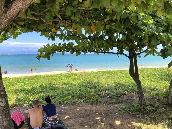 Journée Ensoleillée Costa Beach Panorama Avec Les Gens Vila Velha — Photo