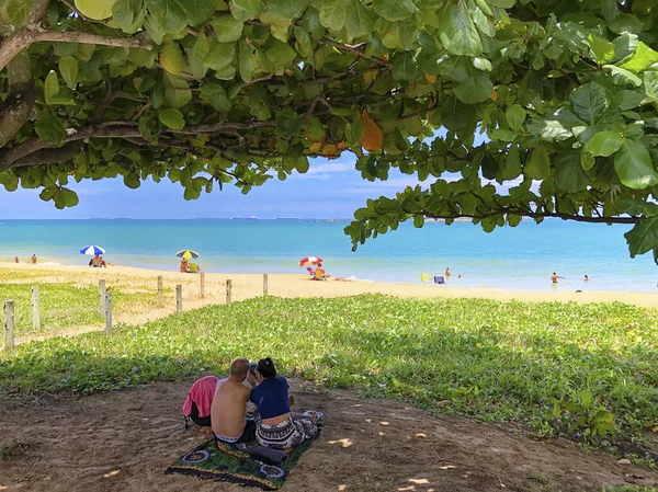 Día Soleado Costa Beach Panorama Con Gente Vila Velha Estado — Foto de Stock