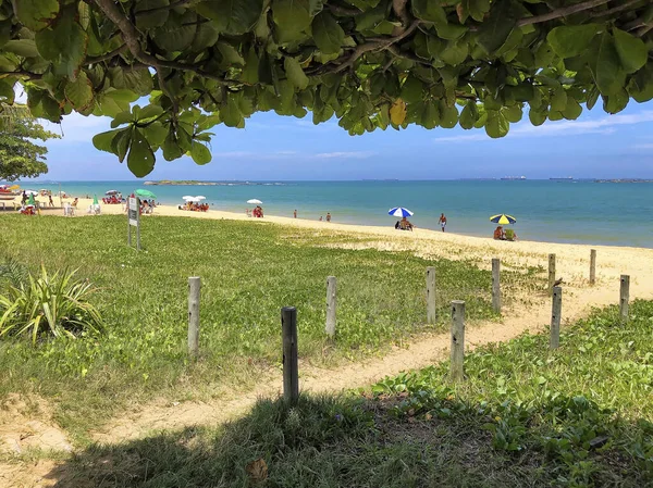 Dia Ensolarado Costa Beach Panorama Com Pessoas Vila Velha Estado — Fotografia de Stock