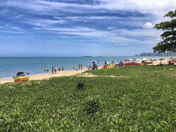 Personas Descansando Playa Costa Vila Velha Estado Espirito Santo Brasil — Foto de Stock
