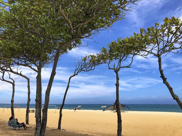 Personas Descansando Playa Costa Vila Velha Estado Espirito Santo Brasil — Foto de Stock