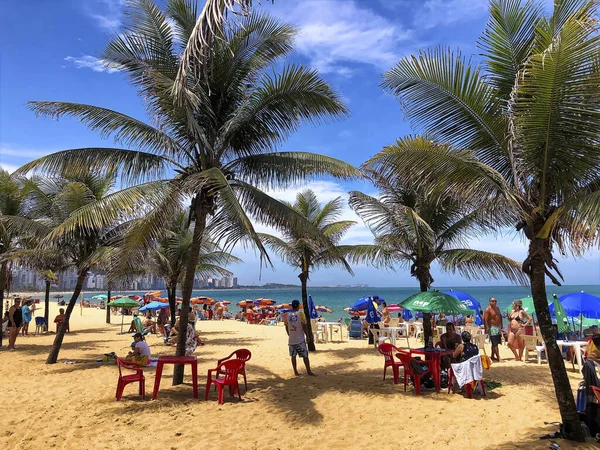 Personas Descansando Playa Costa Vila Velha Estado Espirito Santo Brasil — Foto de Stock