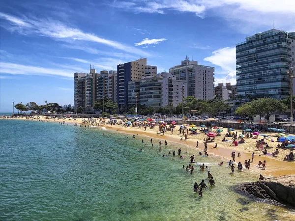 Pessoas Descansando Praia Costa Vila Velha Estado Espírito Santo Brasil — Fotografia de Stock