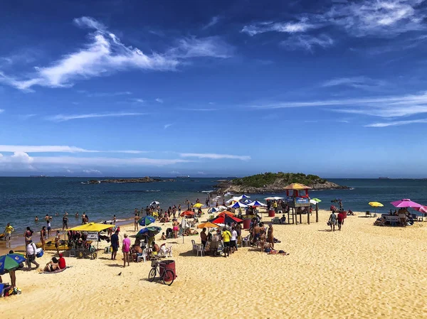 Pessoas Descansando Praia Costa Vila Velha Estado Espírito Santo Brasil — Fotografia de Stock