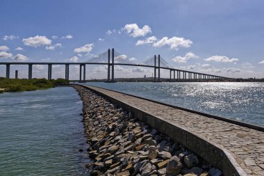 Day time shot of Manaus Iranduba Bridge (called Ponte Rio Negro in Brazil)   clipart