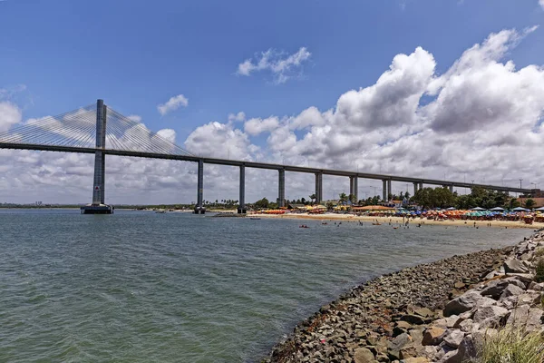 Dzienny Strzał Manaus Iranduba Bridge Zwany Ponte Rio Negro Brazylii — Zdjęcie stockowe