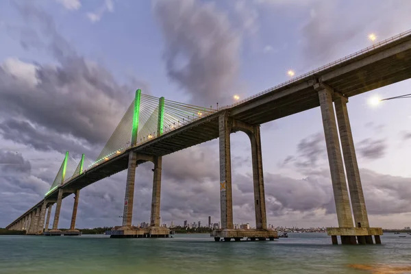 Manaus Iranduba Brug Nachts Brug Rio Negro Met 3595 Meter — Stockfoto