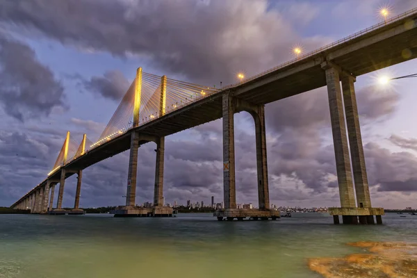 Ponte Manaus Iranduba Notte Ponte Sul Rio Negro Con 3595 — Foto Stock