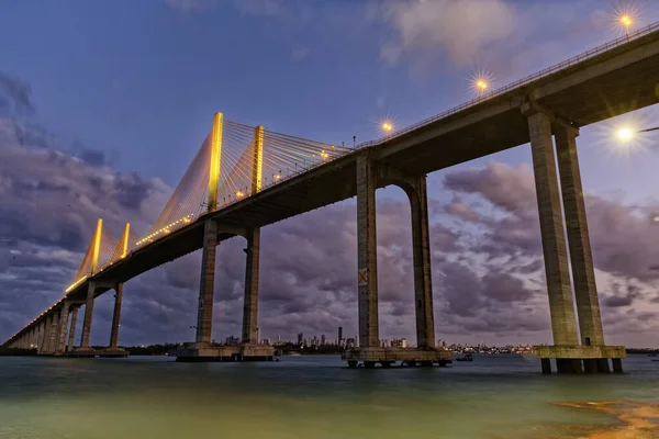 Ponte Manaus Iranduba Notte Ponte Sul Rio Negro Con 3595 — Foto Stock