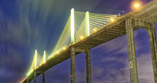 Most Manaus Iranduba Nocy Most Przez Rio Negro Długości 3595 — Zdjęcie stockowe