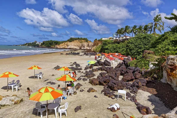 Menschen Die Sich Strand Von Costa Ausruhen Vila Velha Espirito — Stockfoto