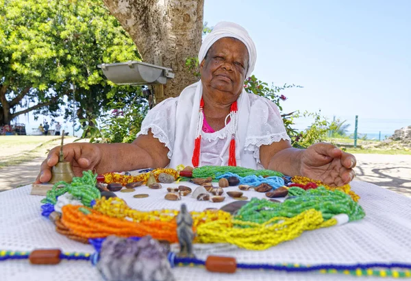 Porto Seguro Bahia Brazília 2019 Buzios Játékának Női Szakértője Candomble — Stock Fotó