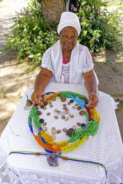 Porto Seguro Bahia Brazília 2019 Buzios Játékának Női Szakértője Candomble — Stock Fotó