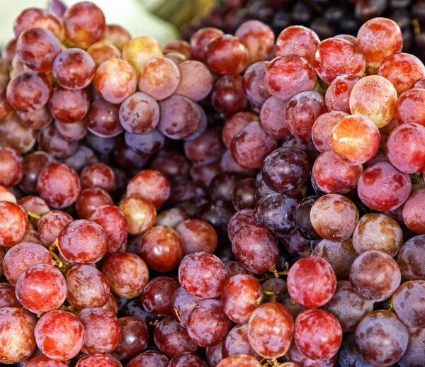 rose grapes on the counters on  bazaar 