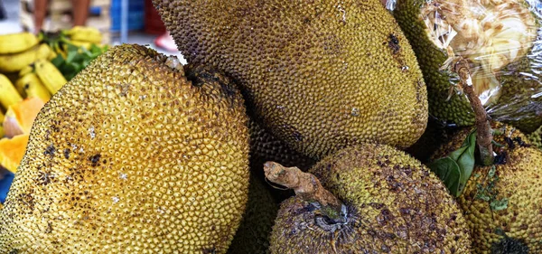 Spousta Durianů Ovoce Bazarových Pultech — Stock fotografie