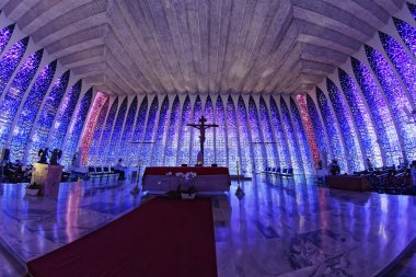 Brasilia, Brezilya - 27 Ağustos 2018: Dom Bosco Sığınak İçişleri - Brasilia, Distrito, Kilisenin Büyüleyici İç mimarisi Dom Bosco