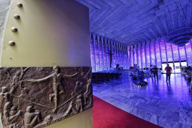 Brasilia, Brezilya - 27 Ağustos 2018: Dom Bosco Sığınak İçi - Brasilia, Distrito, Güzel Tapınak Dom Bosco Manzarası