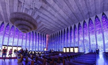 Brasilia, Brezilya - 27 Ağustos 2018: Dom Bosco Sığınak İçişleri - Brasilia, Distrito, Dom Bosco Sığınağına Gelen İnsanlar
