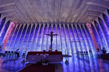 Brasilia, Brezilya - 27 Ağustos 2018: Dom Bosco Sığınak İçişleri - Brasilia, Distrito, Kilisenin Büyüleyici İç mimarisi Dom Bosco