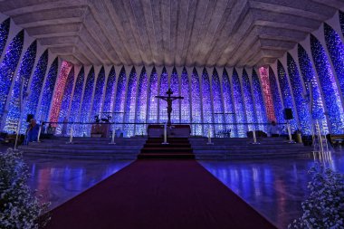 Brasilia, Brezilya - 27 Ağustos 2018: Dom Bosco Sığınak İçişleri - Brasilia, Distrito, Dom Bosco Sığınağına Gelen İnsanlar