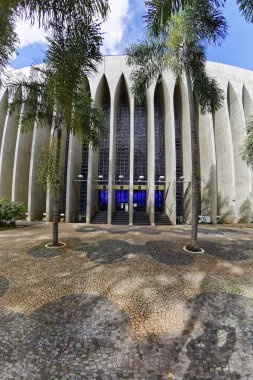 Brasilia, Brezilya - 27 Ağustos 2018: Dom Bosco Sığınak İçişleri - Brasilia, Distrito, Gotik tarzı beton tapınak Dom Bosco