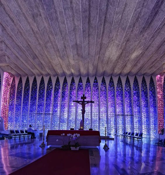 Brasilia Brasil Agosto 2018 Dom Bosco Sanctuary Interior Brasilia Distrito — Foto de Stock