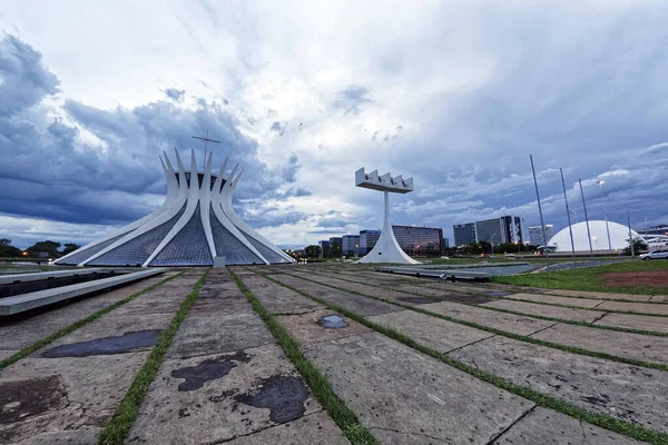 Church Nossa Senhora Bell Tower Structure Constructed Heavy Columns Brasilia — 스톡 사진