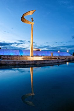 Brasilia, Distrito Federal, Brazil - January 25, 2020: Night view of the JK Memorial, Juscelino Kubitschek