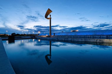 Brasilia, Distrito Federal, Brazil - January 25, 2020: Night view of the JK Memorial, Juscelino Kubitschek