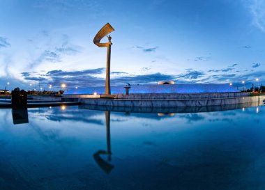 Brasilia, Distrito Federal, Brazil - January 25, 2020: Night view of the JK Memorial, Juscelino Kubitschek
