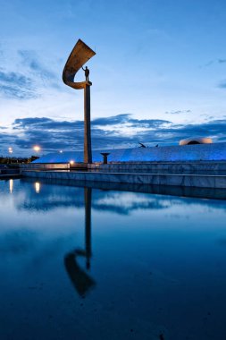 Brasilia, Distrito Federal, Brazil - January 25, 2020: Night view of the JK Memorial, Juscelino Kubitschek