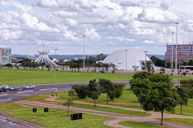 Brasilia, Distrito Federal, Brezilya - 30 Mart 2020: Brasilia sokak manzarası