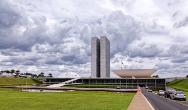 Brasilia, Distrito Federal, Brezilya - Mart 2020: Brezilya 'nın Brasilia federal bölgesinde modern mimari