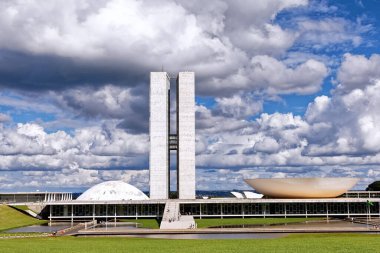 Brasilia, Distrito Federal, Brezilya - Mart 2020: Brezilya 'nın Brasilia federal bölgesinde modern mimari
