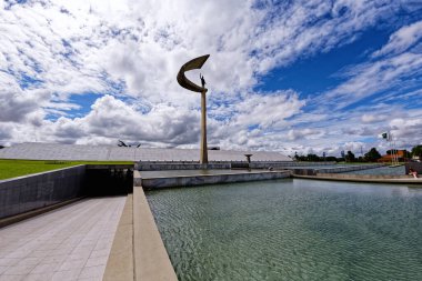 Brasilia, Distrito Federal, Brezilya - 30 Mart 2020: JK Anıtı, Juscelino Kubitschek