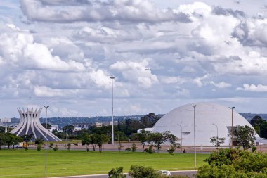 Brasilia, Distrito Federal, Brezilya - 30 Mart 2020: Brasilia sokak manzarası