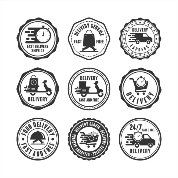 Badge Stamps Delivery Service Collection — Stock Vector