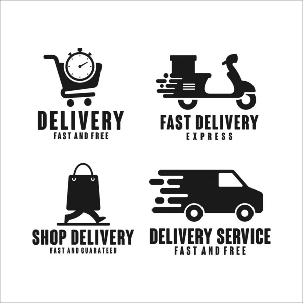Teslimat Hizmeti Hızlı Ücretsiz Logolar — Stok Vektör